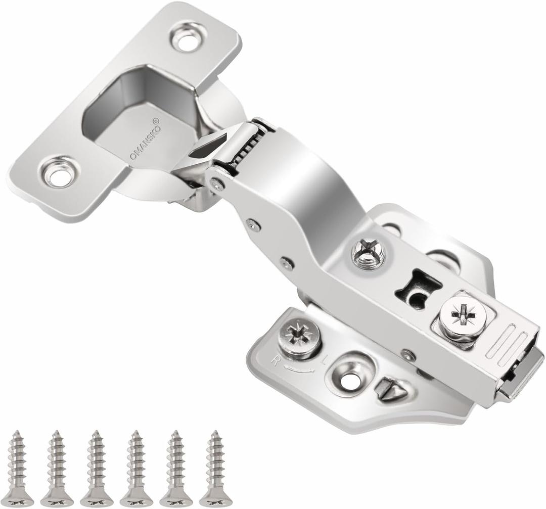 4 Pack Inset Soft Close Cabinet Hinges 105 Frameless 3 Way Adjustable Kitchen Cabinet Door Hinges with Screws (Light Nickel)