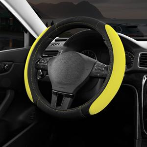 Skechers Steering Wheel Cover, Memory Foam Car Steering Wheel Cover,14.5-15inch Anti-Slip Safety Comfortable Desgin, Universal Accessory for Diverse Cars, Truck,SUV (Black & Yellow)