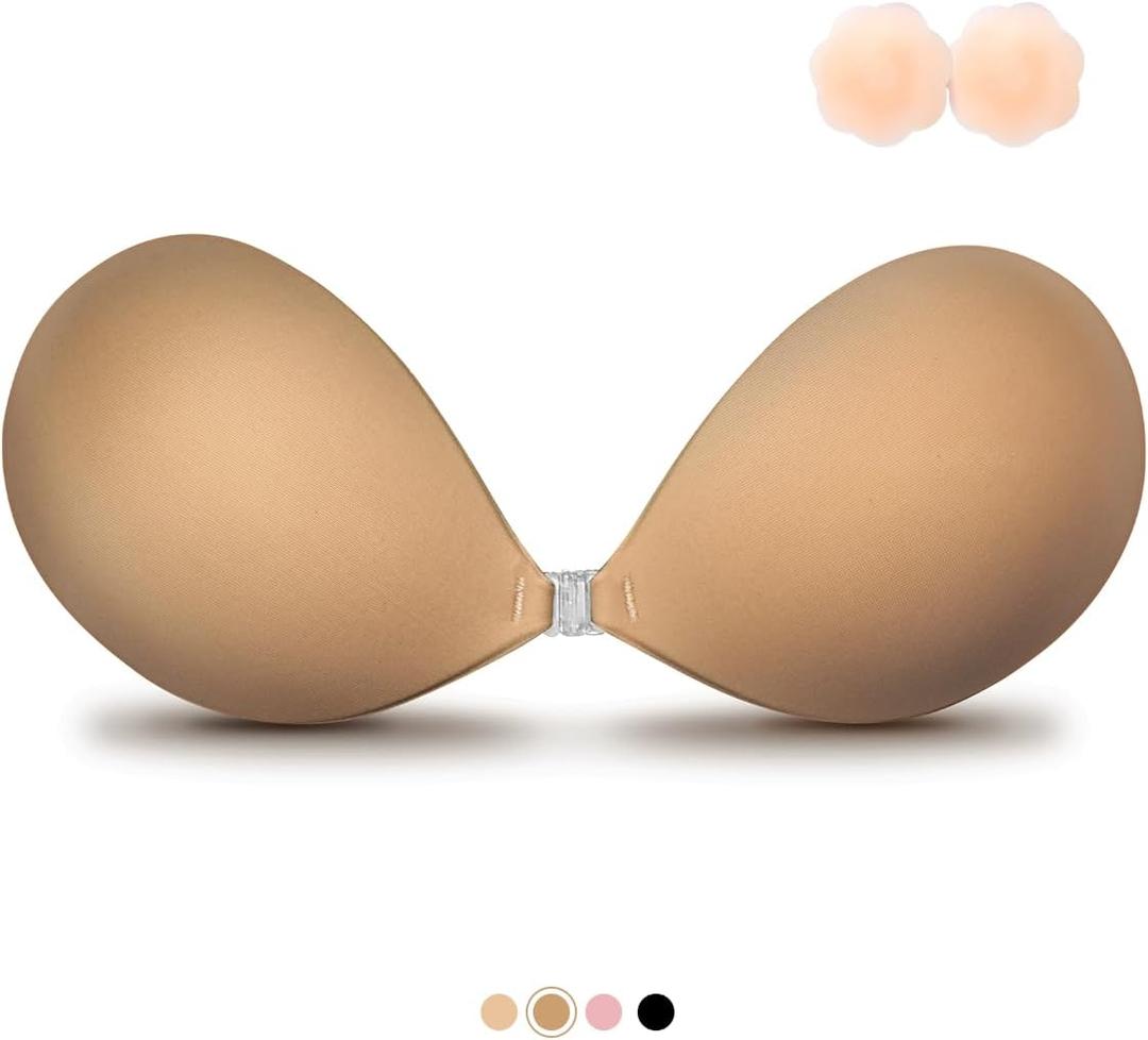 VOCH GALA Sticky Bra Push Up for Women, Strapless Backless Bras for Wedding/Parties/Events, Comfortable Adhesive (Tan)