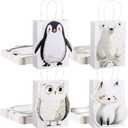 Feifeiya 24 Pcs Winter Animals Gift Bags Polar Bear Penguin Owl Fox Party Favors Gifts Bags for Winter Holiday Birthday Party Favor Supplies Decor