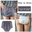 5 Pcs Adult Leakproof Underwear for Incontinence Washable Reusable Waterproof Pants Diaper Pull-On Cover Cloth Use Women Men(Large,Gray)