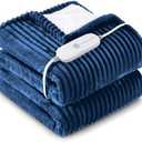 HYLEORY Heated Blanket Electric Twin, Soft Flannel Sherpa Heater 5 Heat Settings and 10 Hours Auto Shut-Off Heating Blanket ETL Certification Over-Heat Protection Machine Washable,Navy Blue