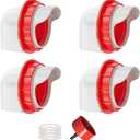 Chicken Feeders No Waste, DIY Automatic Poultry Feeder 4 Ports 1 Hole Saw with Covers Gravity Feed Kit for Buckets Barrels Bins Troughs (Red)