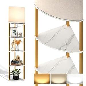 Floor Lamp with Shelves, 5-Tier Adjustable Corner Lamp,  Shade,Modern Floor Lamps for Living Room, Home Office & Bedroom