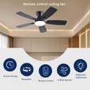 JSAITEE Ceiling Fans with Lights, 42 Inch Low Profile Ceiling Fan with Light and Remote Control, Flush Mount, DC Reversible Motor, Noiseless, Black 6 Speeds Ceiling Fan for Bedroom