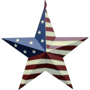 Why Decor Metal Barn Star, Patriotic American Flag Wall Decoration Outdoor Indoor Hanging Wall Art 4th of July Memorial Day Veterans Day Gift for Man Star Ornament Home Decor 22 Inch(D)