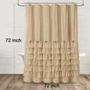 Ruffle Farmhouse Shower Curtain, Beige Vintage Shower Curtains for Bathroom Fabric Cute Rustic Cloth, 72" W X 72" L Inch