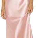 Summer Satin Spaghetti Strap Cowl Neck Backless Midi Dresses for Women Elegant Tie Low Back Ruched Cocktail Dress, Size XS, Pink