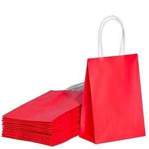 SUNCOLOR 18 Pack Small Red Gift Bags with Handles – 6" Recyclable Paper Goodie Bags for Party Favors, Kids Birthday, Weddings, Christmas, Valentine’s Day