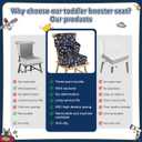 Booster Seat for Kitchen Chair with Backrest & 4 Adjustable Straps, Portable TPU Waterproof & Anti-Scratch Toddler Booster Seat for Dining Table, Non-Slip & Removable