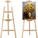 Adjustable Natural Pine Wooden Painting Basic Easel, Pine Art Easel Stand Hold up to 43'', Painting Canvas for Wedding Sign and Poster, Drawing for Adults, Begginners and Students-New Type