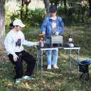 REDCAMP 36x24 Folding Grill Table for Outside, Lightweight Portable Metal Aluminum Outdoor Grill Table with Adjustable Height Legs, Great for Camping Picnic Cooking BBQ, Silver 3ft