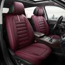 OASIS AUTO Car Seat Covers Front Seats Premium Waterproof Faux Leather Cushion Universal Accessories Fit SUV Truck Sedan Automotive Vehicle Auto Interior Protector (OS-001 Burgundy)