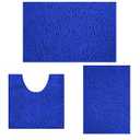 Bathroom Rugs Sets 3 Piece Chenille Bath Rug Non-Slip Bath Mats with Soft Plush PVC Backing Water Absorbent Carpet 1'' Quick Dry Microfiber Toilet Mat, Royal Blue