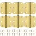 KOLET Ball Bearing Gold Door Hinges, 3.5 Inches Heavy Duty Stainless Steel Door Hinges, 5/8'' Radius Corner Hinges, Smooth and Quiet, Non Removable Pin, Satin Silver, 6 Pack