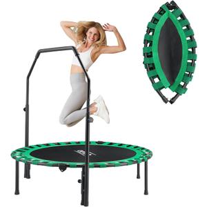 AOTOB 48” Fitness Trampoline for Adult, Max Load 450 LBS Foldable Mini Trampoline with Durable Bungees, Small Rebounder Exercise Trampoline for Workout for Quiet and Safely Cushioned Bounce