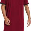 Ekouaer Men's Nightshirt Nightwear Comfy Sleeve Henley Sleep Shirt, Large