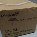 Minetom 58FT Solar String Lights Outdoor Waterproof, 17 LED S14 Shatterproof Bulb, Patio Lights with Remote Type-C Port Timable, 3 Light Modes Dimmable Solar String Lights for Outside, Yard, Camping