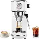 Atatix 20 Bar Espresso Machine with Milk Frother, Professional Compact Espresso Maker, Stainless Steel Coffee Machine with Precise Temp Control & 44oz Removable Water Tank for Latte, Cappuccino, White