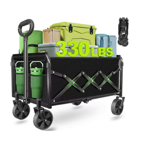 Wagons Carts Foldable - Collapsible Wagon Cart with Wheels – Folding Foldable Wagon Small Portable Lightweight for Sports, Camping, Storage, Travel, Shopping