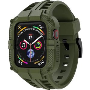 Rugged Watch band Compatible with Apple Watch Series 9 Band for 41mm 40mm 38mm SE 9/8/7/6/5/4/3 for Men Women (41mm/40mm/38mm, Military Green)
