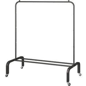 JIUYOTREE Metal Clothing Rack with Wheels, 43.3 Inches Rolling Clothes Garment Coat Rack with Bottom Shelf, Clothing Rack for Hanging Clothes, Coats, Skirts, Shirts, Sweaters, Black