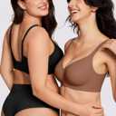 Wireless Bras for Women No Underwire Jelly Bras Seamless Push Up Full Coverage Bralettes Comfortable Everyday Bra (Medium, Brown)