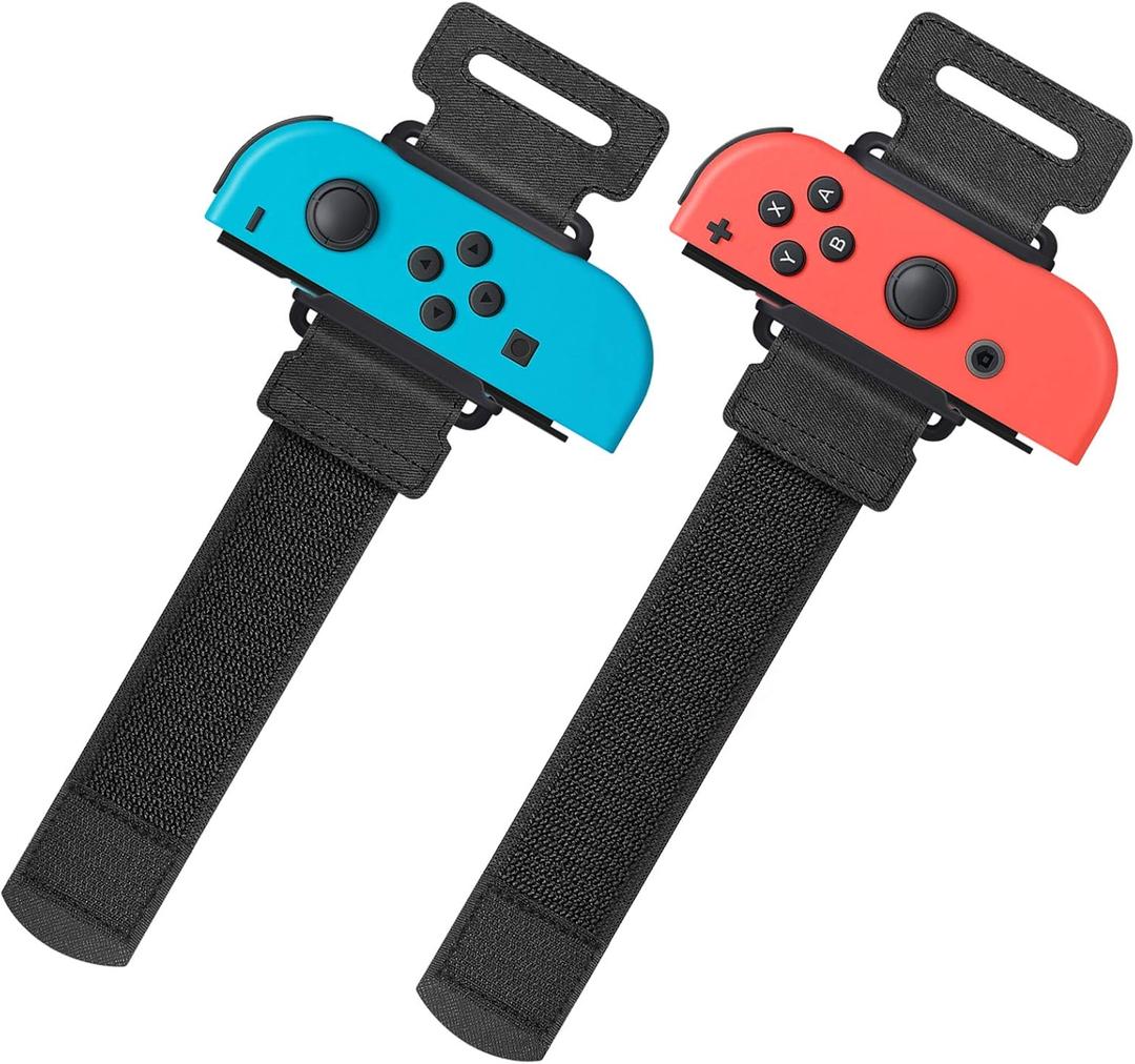 YUANHOT Wrist Bands for Nintendo Switch Just Dance 2025 2024 2023 & Zumba Burn It Up, Adjustable Elastic Straps for Switch & Switch OLED Joy Con Controller, 2 Pack Wristbands for Kid and Adult - Black