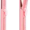 2 in 1 Hair Straightener and Curler, Dual Voltage & Adjustable Temps 360 Curling Wand - Titanium Flat Iron Hair Straightener for Long-Lasting Curls and Straightener, Airflow Styler Curling Iron