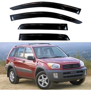 KPY Window Visor Compatible with Toyota Rav4 2001-2005, 4PC Rain Guard Side Window Vent Deflectors Tape-On Style, 2001 2002 2003 2004 2005
