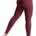 YEOREO Liz Scrunch Workout Leggings for Women High Waisted Butt Lifting V Back Waist Seamless Gym Yoga Leggings (X-Small, Burgundy)