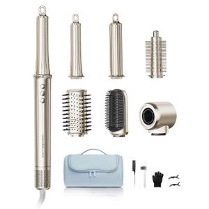 6-in-1 Hair Dryer Brush, Hair Styler with Automatic Curlers, 150,000 RPM High-Speed Negative Ionic Hair Dryer Fast Drying, Blow Dryer Brush for Curling/Volumizing/Straightening with Travel Bag, Gold 6-in-1 Hair Dryer Brush, Hair Styler with Automatic Curlers, 150,000 RPM High-Speed Negative Ionic Hair Dryer Fast Drying, Blow Dryer Brush for Curling/Volumizing/Straightening with Travel Bag, Gold