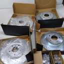 R1 Concepts Front and Rear Brake Kit For 2009-2023 Nissan Maxima| Drilled Slotted Brake Rotors| Ceramic Brake Pads and Rotors Kit| Hardware included