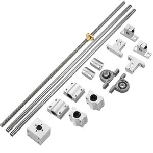 N/C 2PCS 500mm Linear Motion Rod Shaft Guide and (500mm) 8mm Lead Screw and 4PCS SK8 Shaft Support and 4PCS SCS8UU Bearings and 2PCS KP08 and 2PCS Flexible Shaft Couplings 15PCS