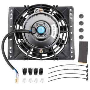 6 Inch Slim 650CFM Radiator Cooling Fans Universal Slim Pull Push 12V 80W Direct Replacement Electric Fan with Mount Kit