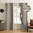 CUCRAF Natural Linen 100% Blackout Curtains 84 Inch Length 2 Panels Set, Back Tab and Rod Pocket Curtain for Living Room Bedroom, Room Darkening Window Drapes Thermal Insulated, (37x84 inch, Linen)
