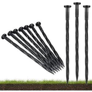 Plastic Landscape Anchoring Spikes 100 Pcs Nylon Ground Stakes Spiral Landscape Spikes for Yard, Garden Lawn, Weed Barriers, Artificial Turf, Tent