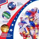 17.72 Inch 4th of July Wreath with Light Patriotic Wreaths for Front Door Mesh Red White Blue Memorial Day American Flag Star Decorations for Independence Veterans Day Home Indoor Outdoor