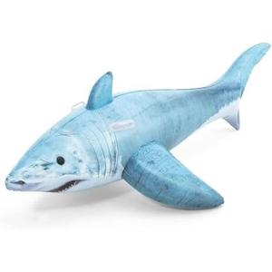 Bestway Realistic Shark Pool Float, Kids Inflatable Ride-On with Handles, Swimming Pool and Beach Toy, White