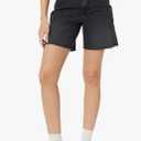 The Drop Women's Mari Long Relaxed Denim Short Faded Black, 30