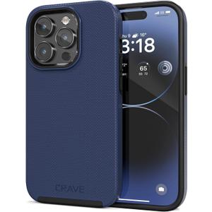 Crave Dual Guard for iPhone 14 Pro, Shockproof Protection Dual Layer Case for Apple iPhone 14 Pro (6.1") - Navy