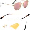 HiCycle2 Replacement Temple Arm,Temple Tips for Ray ban RB3447 RB3547N RB3548N RB3647N Sunglasses,with 4 Screws,1 Screwdriver. (golden temples&brown tips&golden screws)