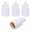 PATIKIL G24q to E26/E27 Light Socket Adapter, 4pcs Lamp Holder Convert 4 Pin to Screw Base Converter for Halogen CFL Light Bulb