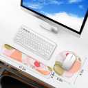 Mouse Pad Wrist Support Keyboard Wrist Rest Set, Ergonomic Mouse Pad with Non-Slip Base for Computer Laptop Home Office Coasters, Easy Typing & Pain Relief Mouse Mat (Eucalyptus)