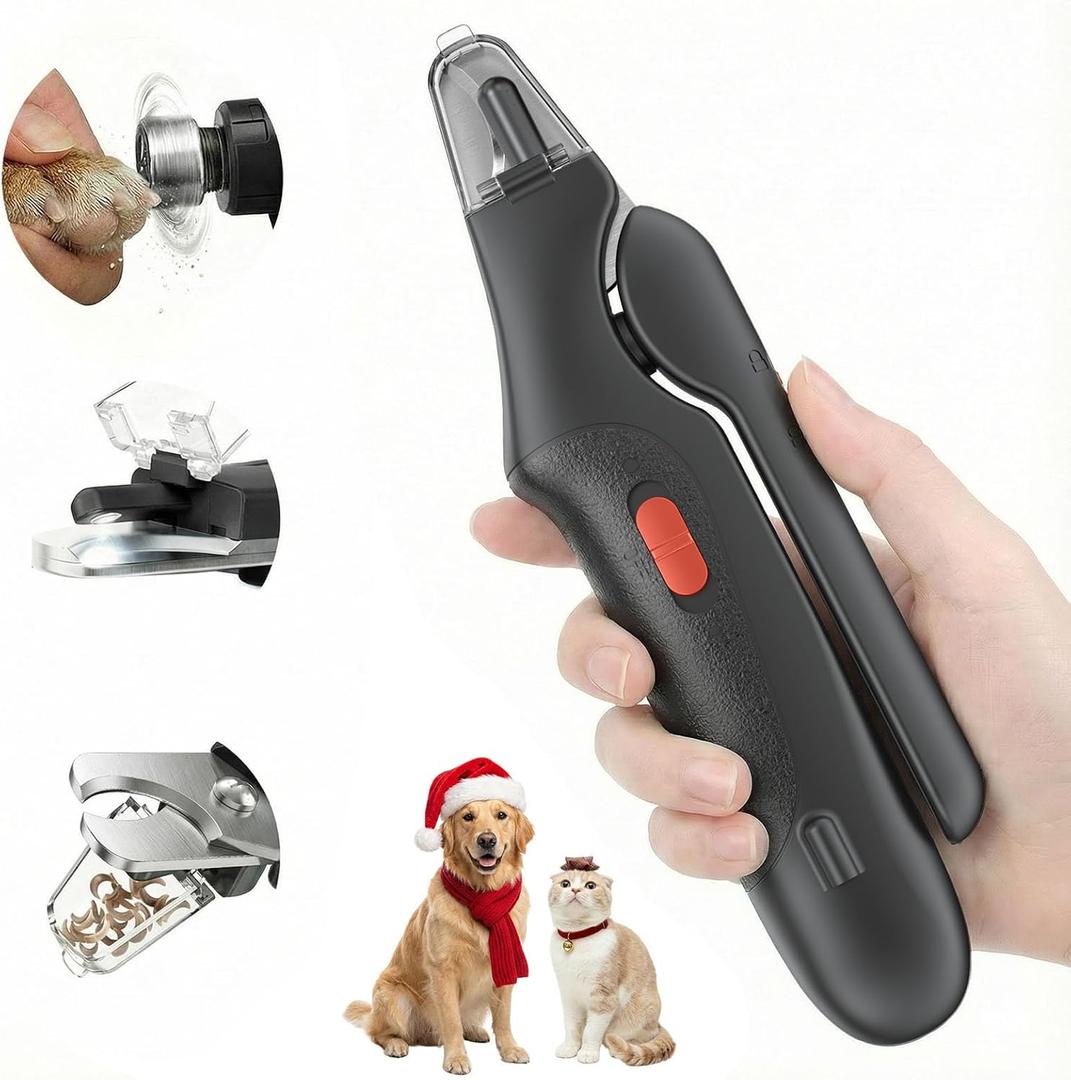 2 in 1 Dog Nail Clippers & Cat Nail Clippers Trimmers for Large Medium Small Dogs Cats Claw Trimmer Quick Sensor and Safety Guard USB Rechargeable Dogs Nail Trimmer with Catcher & 2 LED Lights (Black)