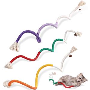 3 PCS Cotton Rope Cat Toys for Indoor Cats, Interactive Cat Rope Toys with Silvervine Fruit for Cats and Kittens, Handmade Pet Chew Toys for Teeth Cleaning (27.6 inches)