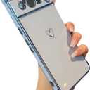 ZTOFERA Designed for Google Pixel 8 Pro 6.7 inch Case,Cute Plating Edge Love Hearts Pattern with Camera Lens Protection Phone Cover for Girls Women,Blue