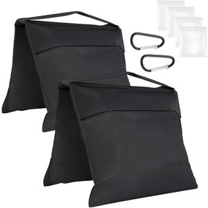 Rindion 2 Pack Sand Bags, Black Sand Bags for Weight, Heavy Duty Sandbags for Umbrella Base, Photography Video Equipment, Light Tripod, Fishing Chair, Sports, Backdrop Stand, Camping, Tent
