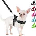 SlowTon No Pull Small Dog Harness and Leash Set, Puppy Soft Vest Harness Neck & Chest Adjustable, Reflective Lightweight Harness & Anti-Twist Pet Lead Combo for Small Medium Dogs (Black With Front Clip, S)