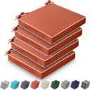 Leinuosen 4 Pcs Patio Cushion Covers, 19'' x 19'' x 3'' Waterproof Cushion Replacement for Furniture Sofa Couch Slip Covers with Adjustable Ties Portable Handle, Cover Only(Spice)